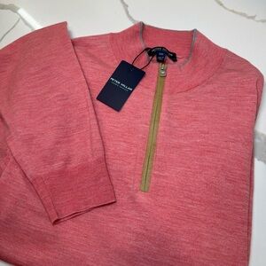 Peter Millar Mens Excursionist Flex 1/4 Zip Sweater Merino Wool RPEAR Sz XXL NWT